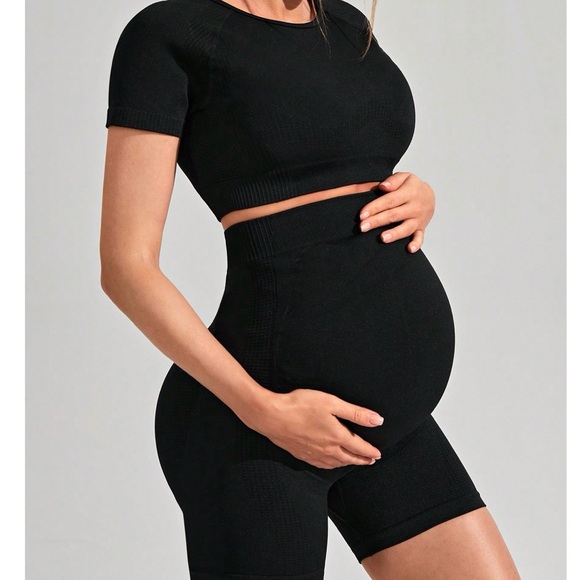 None Pants - Maternity Bike Short Cropped Tee Set / bundle
